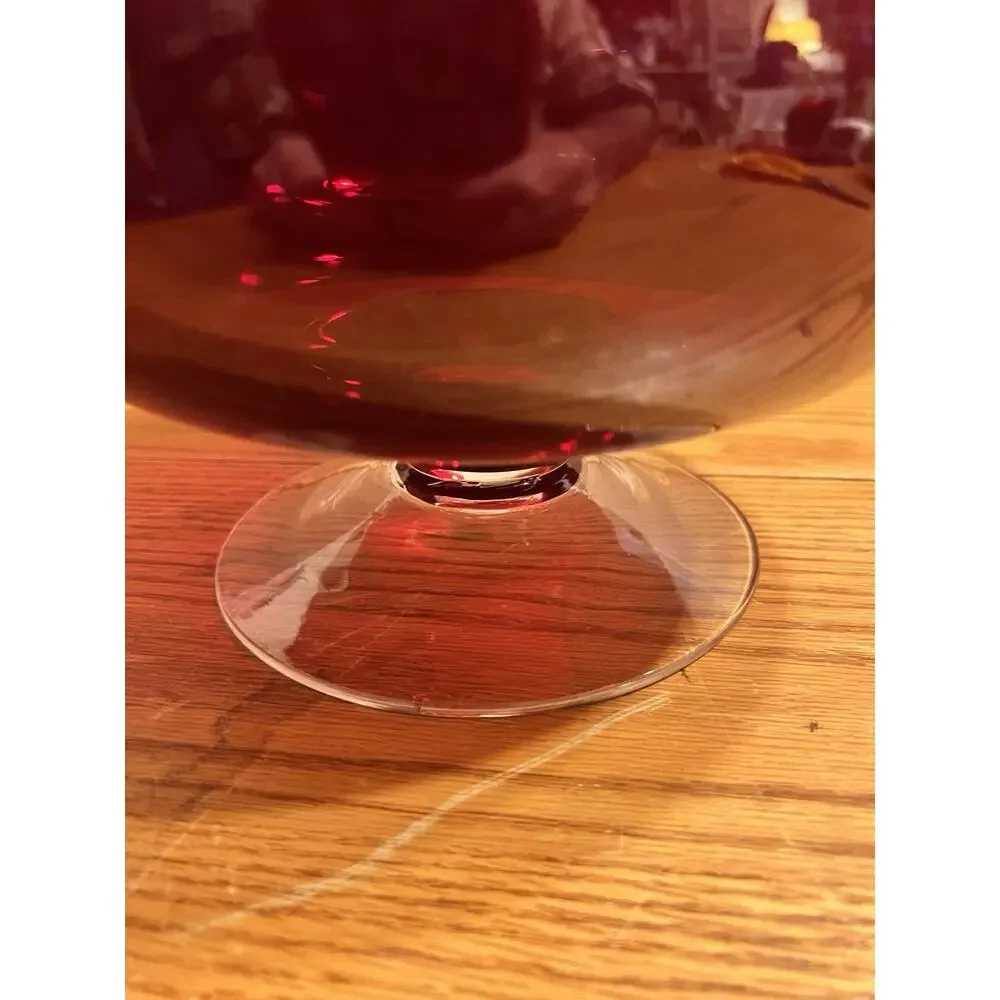 Vtg PartyLite P9099 Ruby Red Hurricane Pedestal Glass Candle Holder Vase 12.25